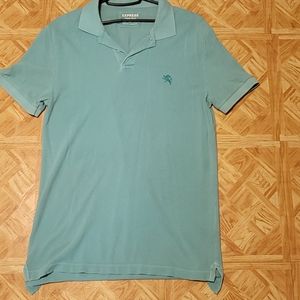 Express Short Sleeve Cyan Blue Polo Shirt